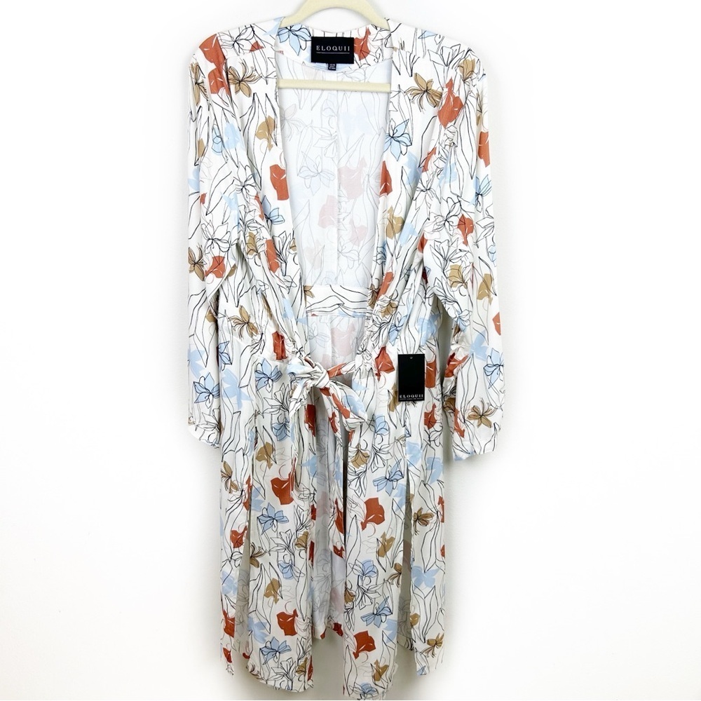 NWT Eloquii Duster cardigan longer length belted with pockets side slits 14/16